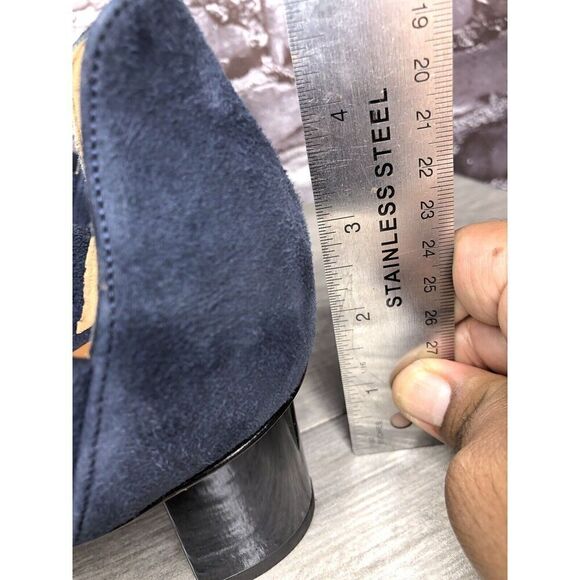 Aquatalia Blue Suede Leather Ankle Strap Heel Sandals Women’s Sz 11M US/42EU - Picture 9 of 16